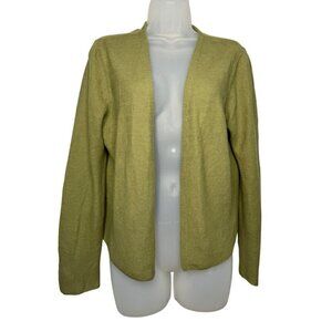 J.Jill Linen Open Front Long Sleeve Cardigan Shrug Linen Cotton SZ M Olive Green